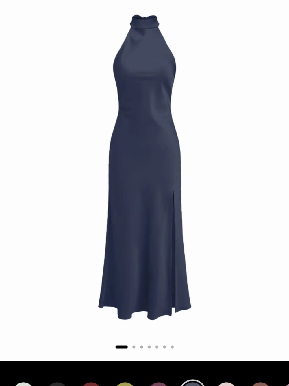 Cider Navy Halter Maxi Dress with Side Slit